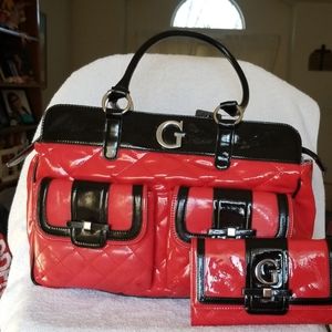 Guess red and black bag FREE matching wallet